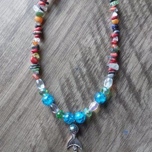 Mermaid- Colorful Mermaid Beaded Charm Necklace